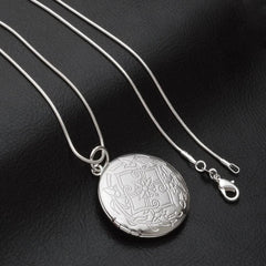 925 Sterling Silver Photo Locket Necklace Pendant Women Jewelry Couple Best Gift 07FC0E-D4 - KOEEK