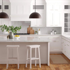 Solid Wood Saddle Seat Kitchen Island Counter Bar Stools White - Set of 2 07FC0E-D4 - KOEEK