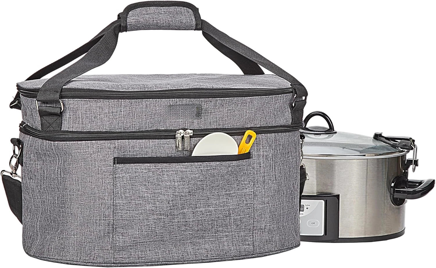 Bag for 6-8 Quart Crock Pot with Zippered Compartment Carrying Case 07FC0E-D4 - KOEEK