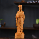 15cm Chinese Boxwood Hand-carved Zhuge Liang Sculptures Home Decoration 07FC0E-D4 - KOEEK