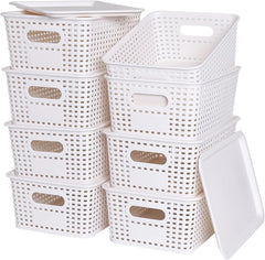 Plastic storage basket with lid - Stackable plastic storage box 07FC0E-D4 - KOEEK