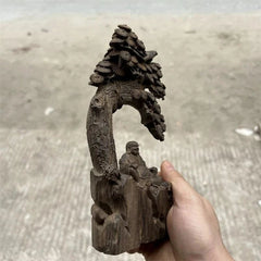 19cm Vietnamese Agarwood Carved Laughing Maitreya Buddha Statue Home Decor 07FC0E-D4 - KOEEK