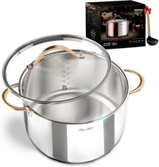 8 Quart Stock Pot, 3 Ply Whole Clad Stainless Steel Stock Pot, Gas /Dishwasher