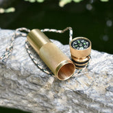 EDC Brass Waterproof Pill Case Container Box Pendant Compass Multi Tool Gift 07FC0E-D4 - KOEEK