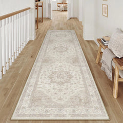Beige Rug 2x6 Machine Washable Vintage Long Rug, Suitable for Hallways 07FC0E-D4 - KOEEK