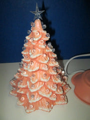 "CORAL w/SNOW CAPS" Ceramic Christmas Tree" ly Made/ Extra Lights 07FC0E-D4 - KOEEK