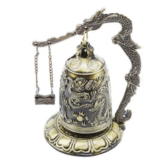 1PC Retro Style Lock Dragon Carved Buddha Bell Masterpiece Chinese Feng Shui Art 07FC0E-D4 - KOEEK