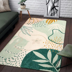 Green Botanical Print Small Throw Rugs Modern Abstract Non-Slip 3x5 Minimalist 07FC0E-D4 - KOEEK