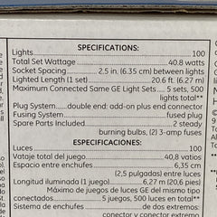 GE 100 Miniature String Lights Clear Bulb w/Green Wire 20.6ft Set Of 8 Lights GE - KOEEK