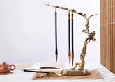 Brass Plum Blossom Flower Calligraphy Frame Hanger Pen Brush Rack Stand Gift 07FC0E-D4 - KOEEK