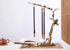 Brass Plum Blossom Flower Calligraphy Frame Hanger Pen Brush Rack Stand Gift 07FC0E-D4 - KOEEK