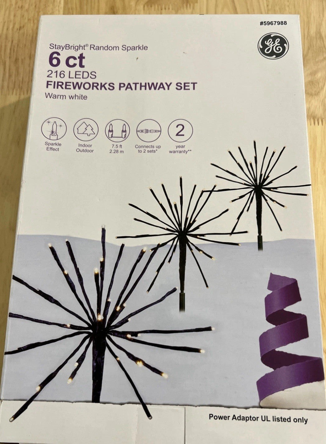 6 GE Staybright LED Random Sparkle Fireworks Pathway Lights Warm White Christmas GE - KOEEK