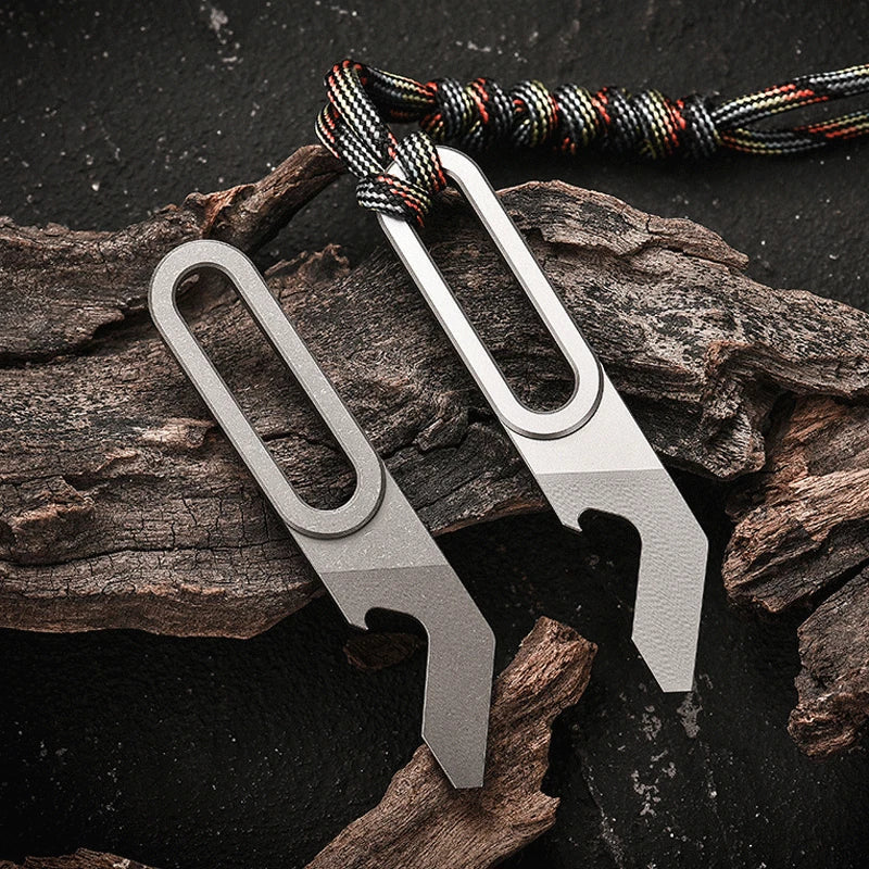 EDC Titanium Keychain Pry Bar Crowbar Pocket Opener Wrench Outdoor Multi Tools 07FC0E-D4 - KOEEK