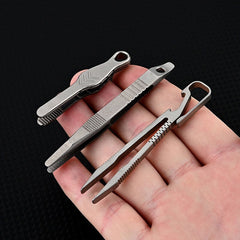 EDC Mini Lightweight Titanium Alloy Keychain Tweezers Portable Outdoor Multitool 07FC0E-D4 - KOEEK