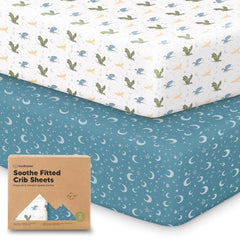 2-piece organic crib sheet set (for boys and girls) - 52x28 inches 07FC0E-D4 - KOEEK