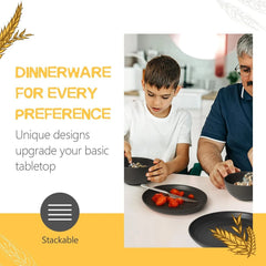32-Piece Kitchen Plastic Wheat Straw Dinnerware Set, Service for 8, Unbreakable