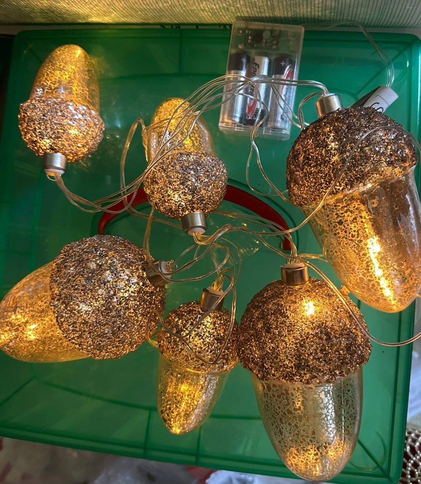ANTHROPOLOGIE CHRISTMAS ACORN GLASS STRING LIGHTS BATTERY - OPEN BOX ANTHROPOLOGIE - KOEEK