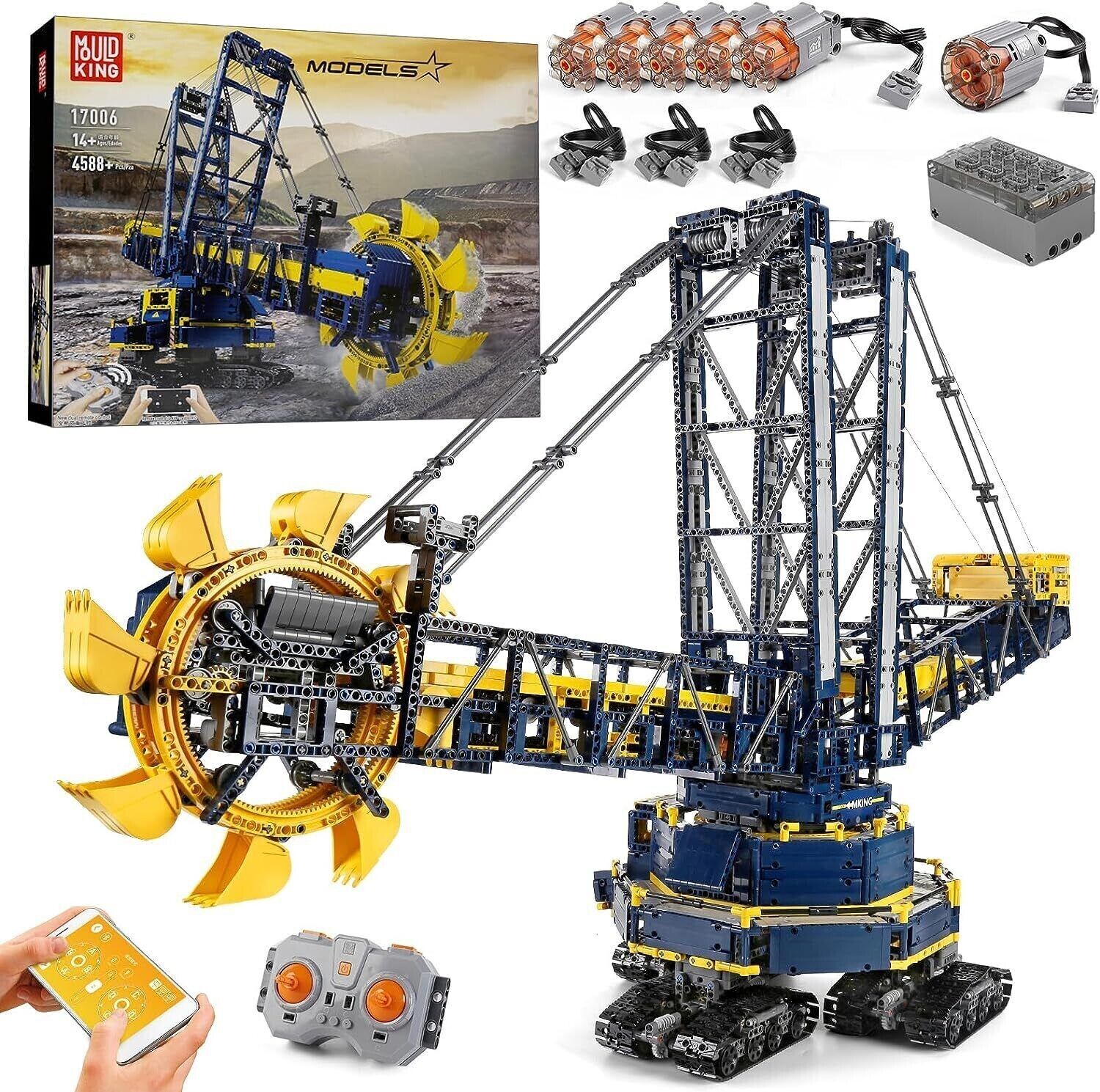new Mould King 17006 Bucket Wheel Excavator Crane Building Block Toy Remote Control MOULD KING - KOEEK
