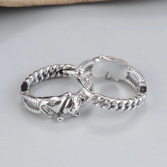 Solid 925 Sterling Silver Rich Cat Lovely Hoop Earrings 14mm Hoop 07FC0E-D4 - KOEEK
