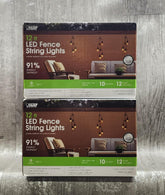 (2 Sets) 12ft LED FENCE STRING LIGHTS -Linkable-Outdoor- Heavy Duty -All Weather 07FC0E-D4 - KOEEK