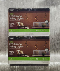(2 Sets) 12ft LED FENCE STRING LIGHTS -Linkable-Outdoor- Heavy Duty -All Weather 07FC0E-D4 - KOEEK