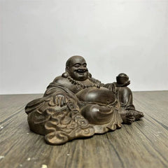 12cm Vietnamese Agarwood Carved Maitreya Buddha Figurine Home Decor Gift 07FC0E-D4 - KOEEK