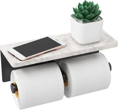 (Toilet Paper Holder with Shelf, Upgraded Double Tier Toilet Paper Holder, 07FC0E-D4 - KOEEK