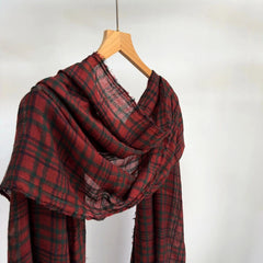 Mens soft Acrylic Wool Winter Scarf Red plaid Unisex Winter Autumn Neckerchief 07FC0E-D4 - KOEEK