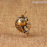 3.2cm Brass Hand-carved Hollow Goldfish Figurines Keychain Vintage Pendants 07FC0E-D4 - KOEEK