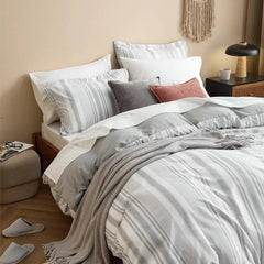 Twin Duvet Cover Kids - Reversible Striped Duvet Cover Set with Zipper Closure 07FC0E-D4 - KOEEK