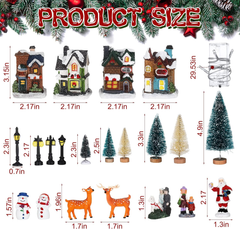 31 Pcs Christmas Village Figurines Decoration Set Lighted LED Christmas Village 07FC0E-D4 - KOEEK
