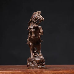 14cm Vietnamese Agarwood Carved Figurine Feng Shui Success Wealth Sculpture 07FC0E-D4 - KOEEK