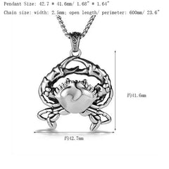 1 PC Men's Stainless Steel Amulet luck Crab Necklace Pendant w/ Chain 23.6" 07FC0E-D4 - KOEEK