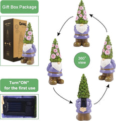 Solar Garden Outdoor Statue Gnome with Succulents and 7 LED Lights 07FC0E-D4 - KOEEK