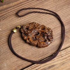 Agarwood Dragon Pendant Carved Ornament Hanging Decoration for Car or Handheld 07FC0E-D4 - KOEEK