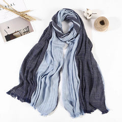 Men's Scarf Striped Cotton Blend Shawls Pleated Scarves Unisex Scarf Warm Wraps 07FC0E-D4 - KOEEK