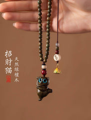 Natural Sandalwood Cute Car Rearview Mirror Hanging Pendant Decoration 07FC0E-D4 - KOEEK