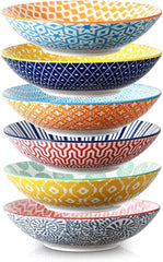 40 oz Porcelain Large Bowl 9” Large Pasta Salad Bowl, Color, Set of 6 07FC0E-D4 - KOEEK