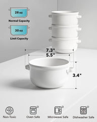 Soup Bowls with Handles, 28 oz, 5.5 in, Set of 4, White 07FC0E-D4 - KOEEK