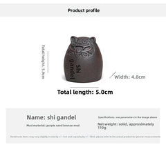 5.8cm Yixing Purple Clay Handcarved Shigandang Tiger Tea Pet Fengshui Ornament 07FC0E-D4 - KOEEK