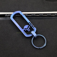 Outdoor CNC Titanium TC4 Skull Key Carabiner w/ Key Ring Fast Hanging EDC Tool 07FC0E-D4 - KOEEK