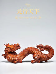 Rosewood Zodiac Dragon Carving Ornament 8cm Wooden Desk Decor Gift 07FC0E-D4 - KOEEK