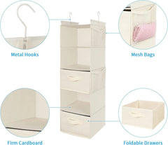 Five-tier hanging wardrobe storage rack, fabric hanging shelf 07FC0E-D4 - KOEEK