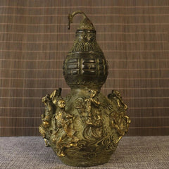 Brass Gourd Figurine Eight Immortals Design Feng Shui Home Entryway Decor 07FC0E-D4 - KOEEK