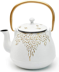 Teapot, cast iron teapot with infuser, enameled interior, holds 40 ounces of tea 07FC0E-D4 - KOEEK