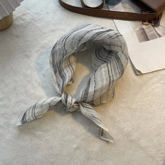 Womens Linen Striped White Necktie Bandana Thin Neckerchief Scarf Accessory 07FC0E-D4 - KOEEK