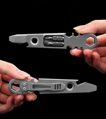 Titanium Alloy Pocket Pry Bar Ratchet Wheel Crowbar Outdoor Multi Tools EDC 07FC0E-D4 - KOEEK