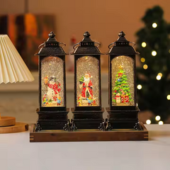 Decorative Christmas LED Lantern Santa Snow Globe Glitter 12” Music & Lights 07FC0E-D4 - KOEEK