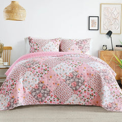 Reversible Patchwork Quilts Full Queen Size, Lightweight Boho Printed Bedspreads 07FC0E-D4 - KOEEK