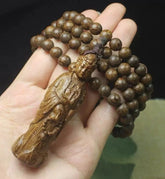 8mm*108 Natural Wood Guanyin Pandent Buddha Prayer Beads Necklace Accessories 07FC0E-D4 - KOEEK